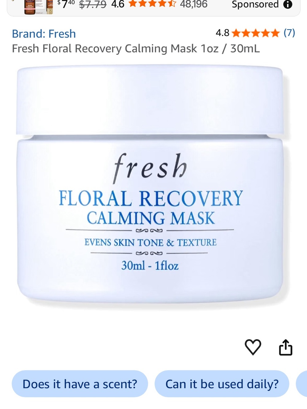 fresh Floral Recovery Calming Mask - White